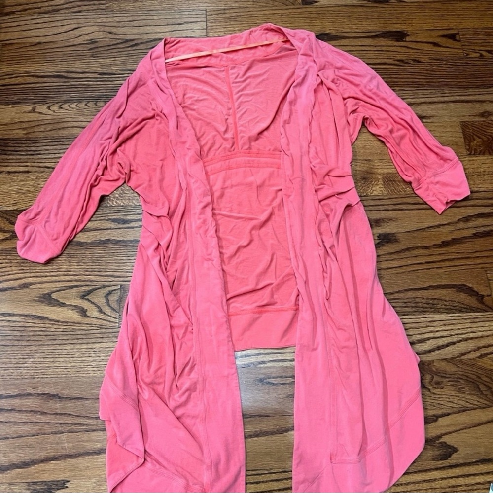 lululemon athletica Coral Pink Lightweight Open Cardigan